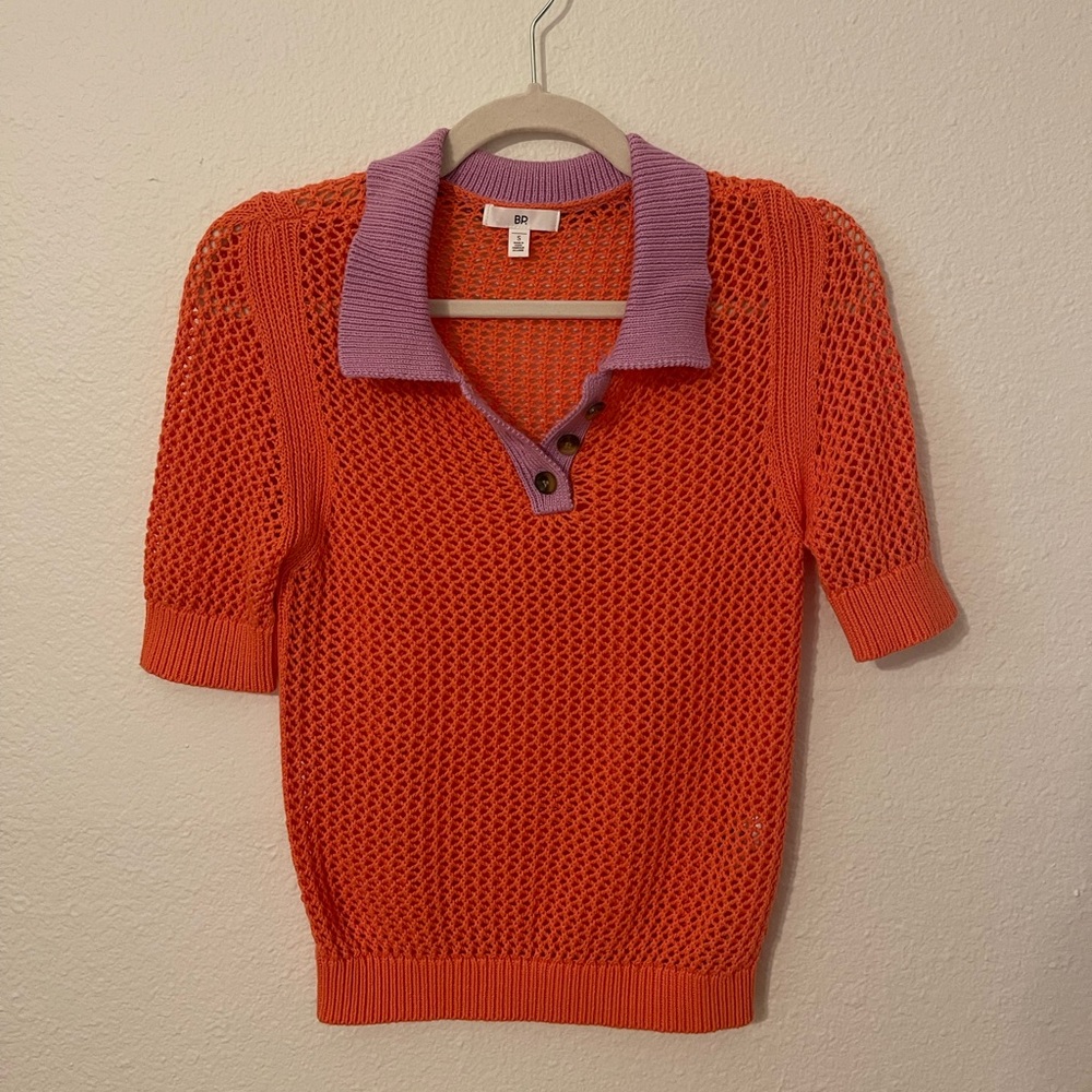 Nordstrom Coral Open Knit Polo